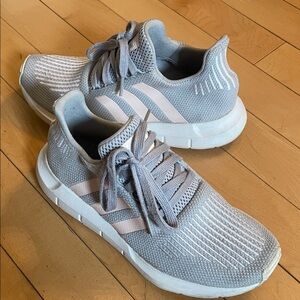 Adidas Light Gray and White Running Shoes